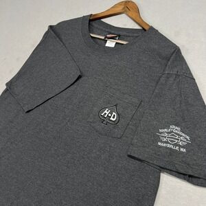 Harley Davidson Marysville WA Shirt Mens‎ L Short Sleeve Pocket Embroiderd Biker